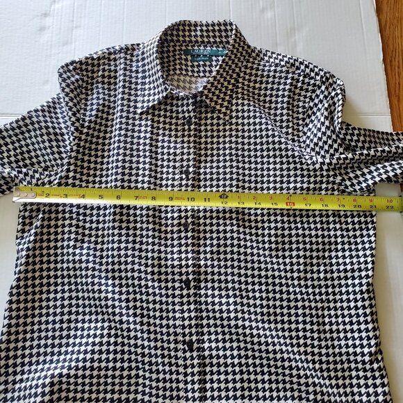 Lauren Ralph Lauren Non Iron Button Up Shirt Black/Ivory Houndstooth Size XL - Picture 12 of 15